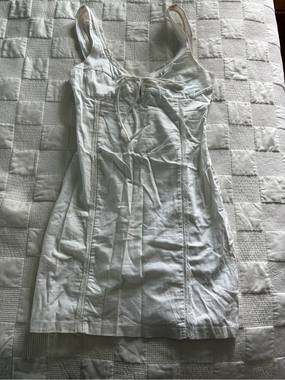 100% Cotton Zara White Sleeveless Tie-Front Mini Dress